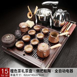 家用小型茶台全自动一体托盘排水式 茶盘实木功夫茶具套装 茶海整套