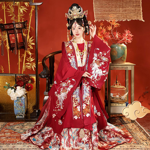 十柒[上囍]新款重工刺绣明制汉服女凤冠霞帔中式婚服马面裙敬酒服