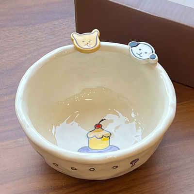 猫咪狗狗陶瓷碗釉下彩可爱饭碗