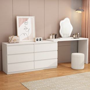 实木梳妆台卧室简约现代斗柜一体2025新款轻奢高级感小户型化妆桌