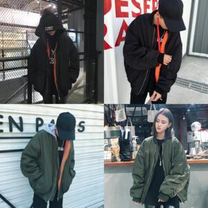 天天特价韩国ulzzang网红款字母刺绣连帽棉服拉链宽松外套男女潮