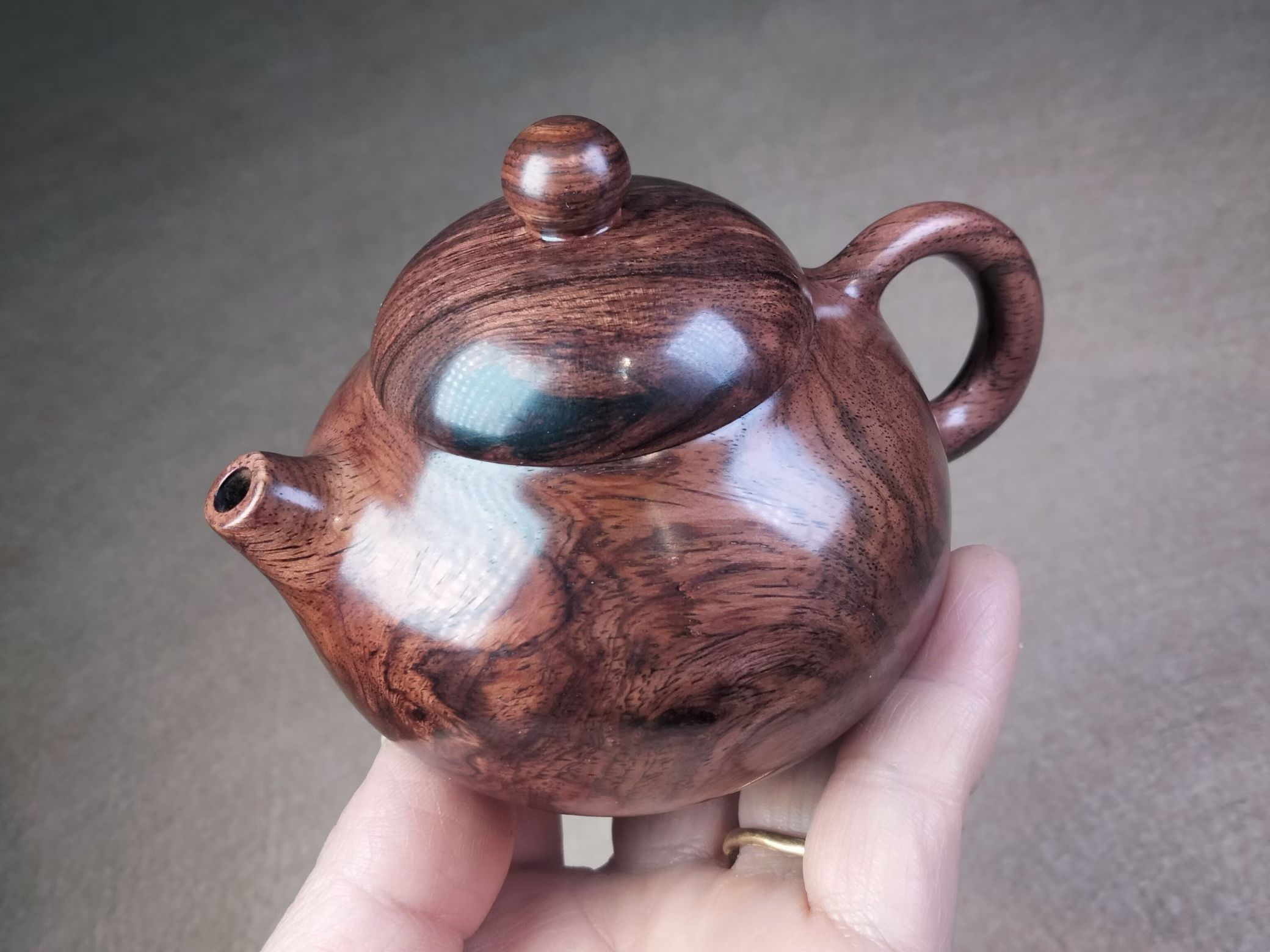 正宗海南黄花梨紫油梨茶壶把把壶手把件文玩工艺收藏品把把壶摆件