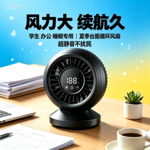 极巅办公学生长续航静音桌面风扇