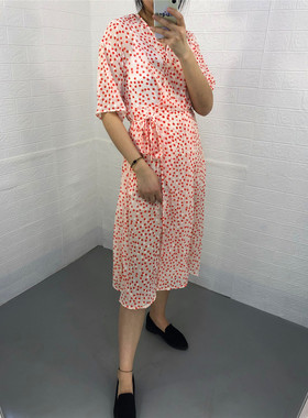 米蔻百家好夏季新款韩收腰中长款两件套女式连衣裙HTOP321Q
