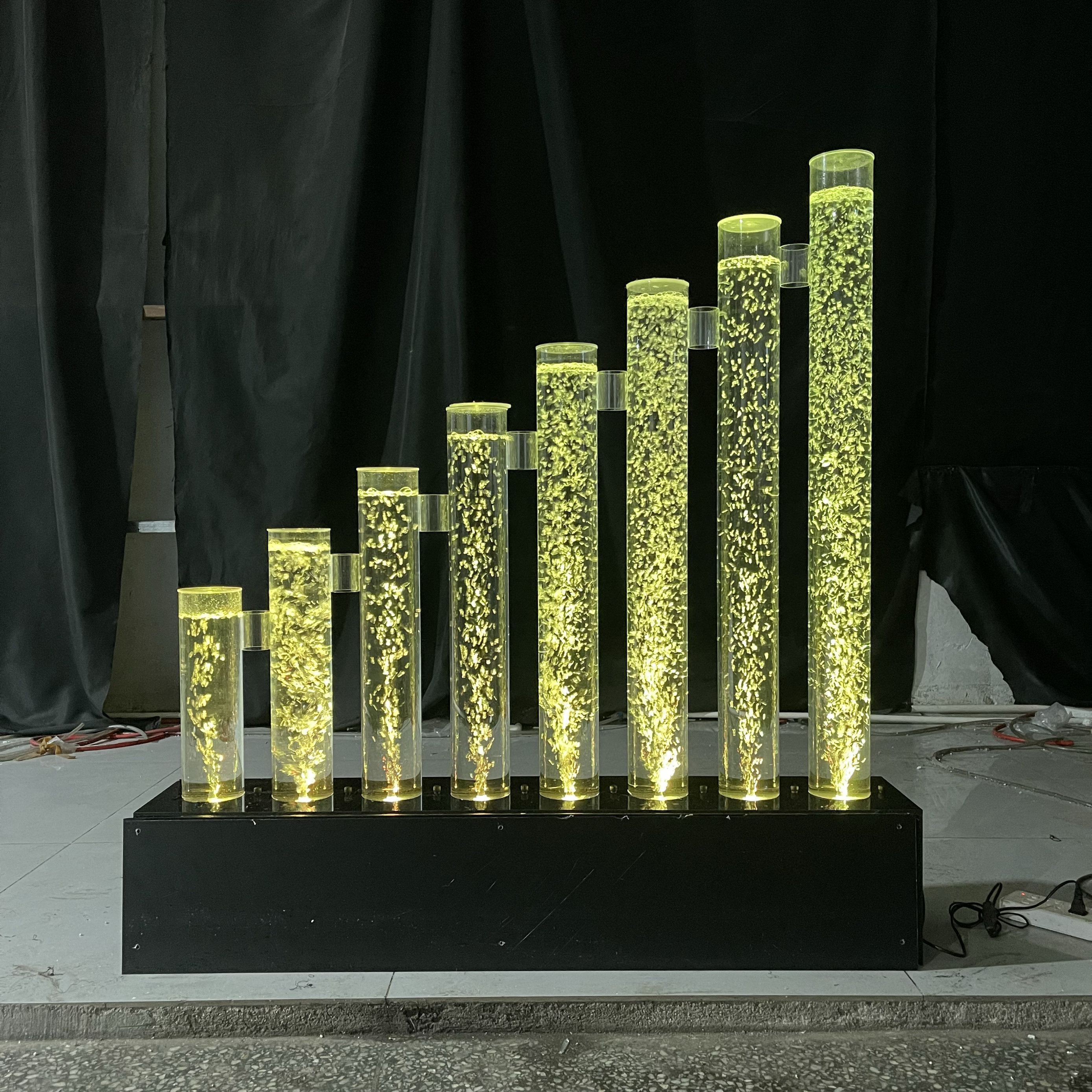 亚克力气泡水幕墙圆管步步高节节高款LED七彩灯光尺寸定制