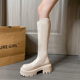 白色靴子女长筒靴高跟秋冬女鞋 小个子厚底瘦瘦不过膝高筒骑士长靴