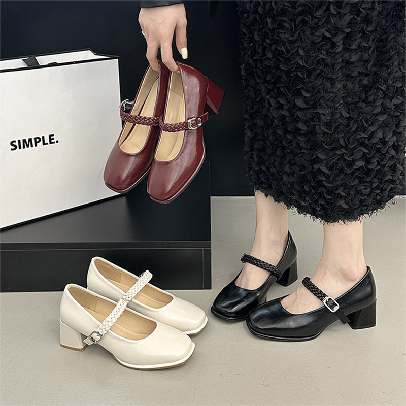 法式粗跟玛丽珍鞋女2026春季新款爆款百搭单鞋方头气质时尚高跟鞋,女鞋,浅口单鞋,淘宝优惠券,粉丝福利购,淘宝优惠卷