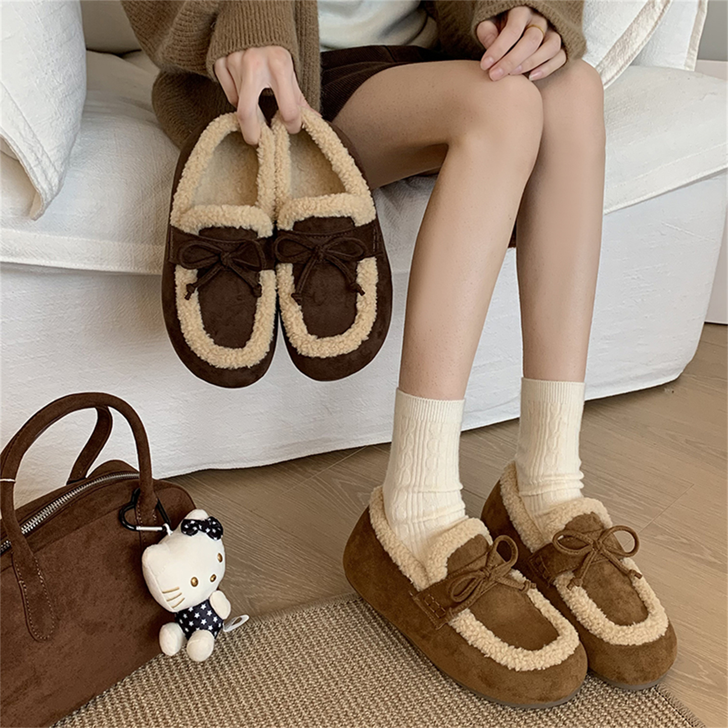 永希女鞋保暖懒人棉鞋