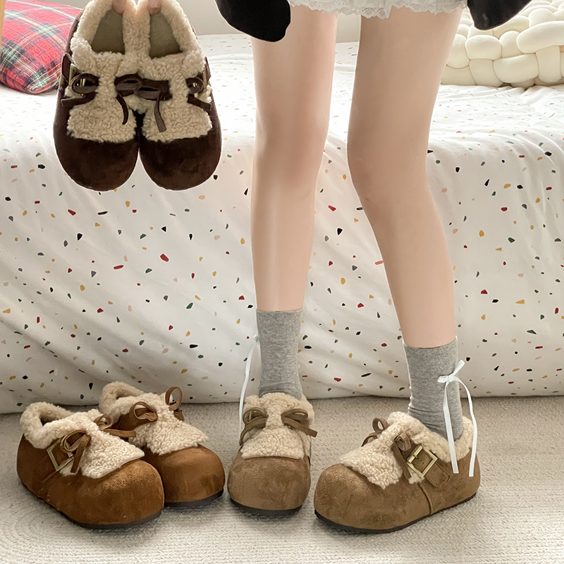 永希女鞋爆款毛毛乐福鞋