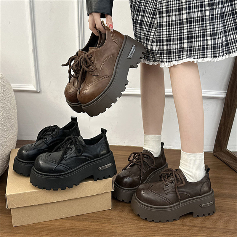 小个子厚底小皮鞋女2026春季新款系带配裙子jk单鞋增高百搭乐福鞋,女鞋,深口单鞋,淘宝优惠券,粉丝福利购,淘宝优惠卷