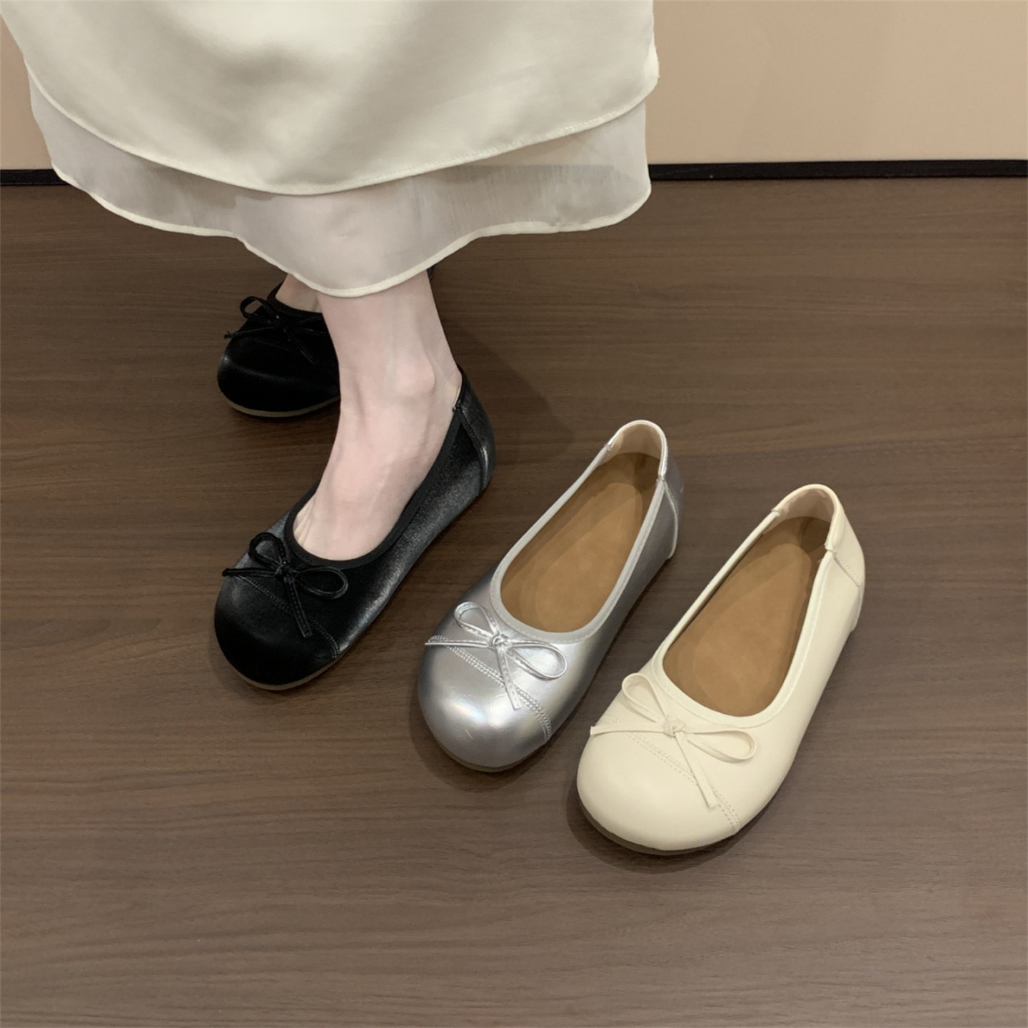 温柔风百搭单鞋女2026年春季新款内增高时尚豆豆鞋气质配裙子鞋子,女鞋,浅口单鞋,淘宝优惠券,粉丝福利购,淘宝优惠卷