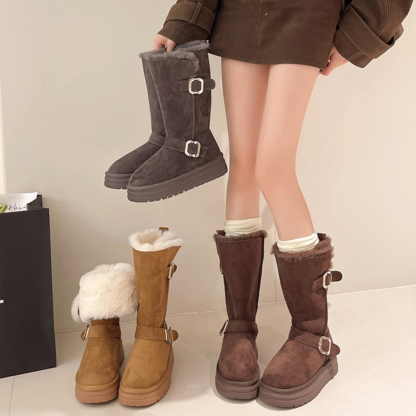 永希女靴防滑两穿加厚保暖雪地靴