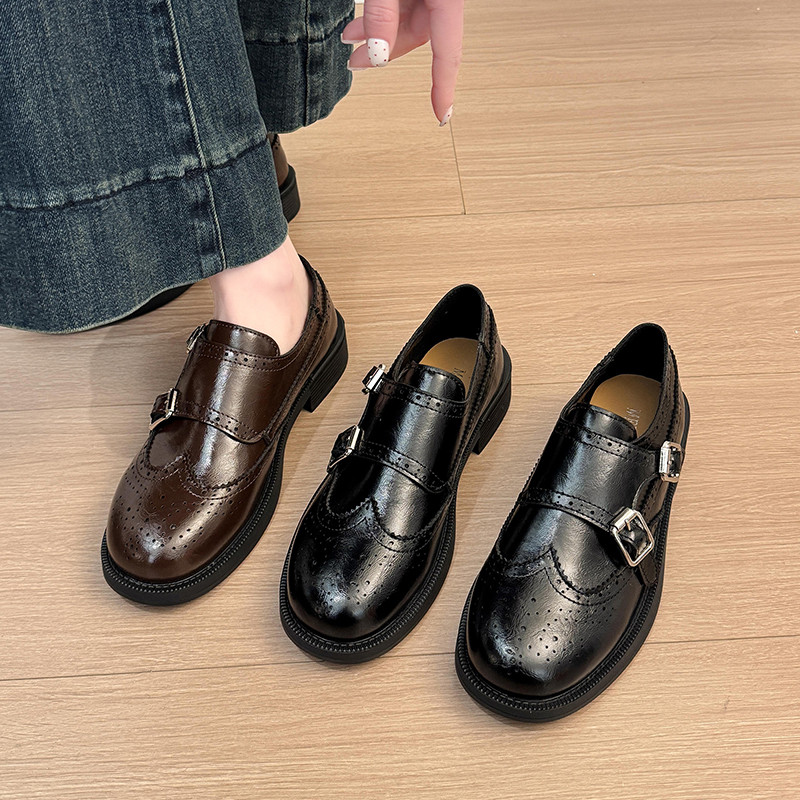 英伦风复古小皮鞋女2026年春季新款粗跟一脚蹬乐福鞋百搭气质单鞋,女鞋,深口单鞋,淘宝优惠券,粉丝福利购,淘宝优惠卷