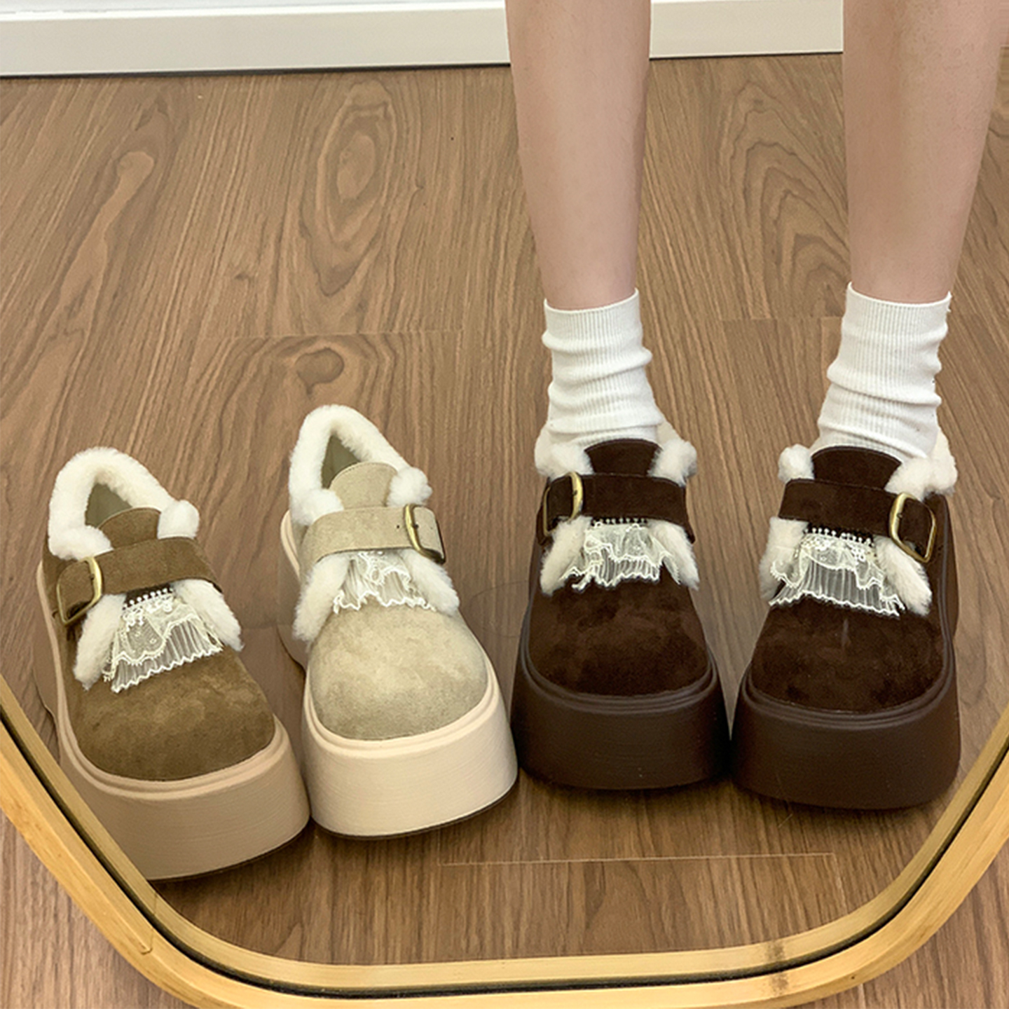 永希女靴复古大头巨好看加绒棉鞋