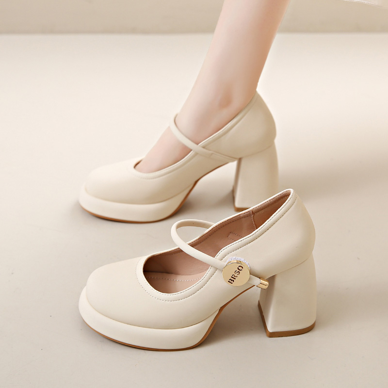 永希玛丽珍高跟鞋法式增高单鞋子