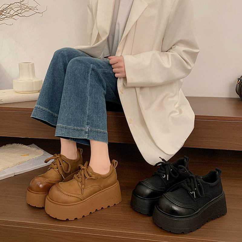 小个子厚底系带单鞋女2026春季新款圆头百搭小皮鞋学院气质乐福鞋,女鞋,深口单鞋,淘宝优惠券,粉丝福利购,淘宝优惠卷