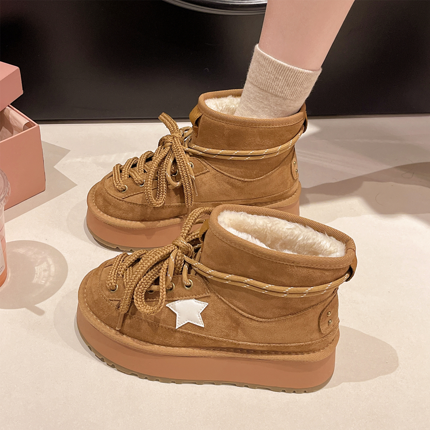 永希棉靴爆款系带超好看雪地棉鞋