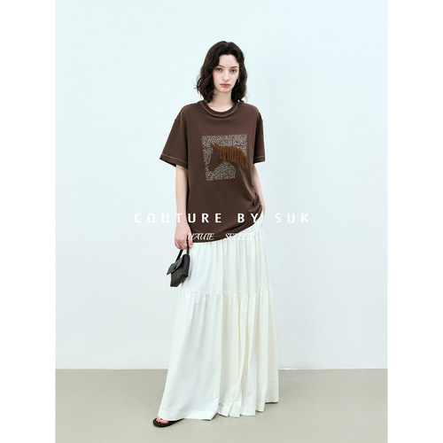 绣花小马短袖T恤女圆领