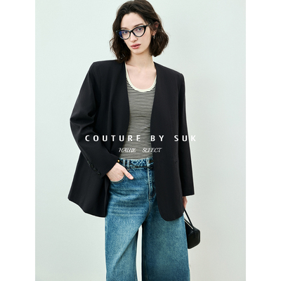 极简风V领西装女职场通勤