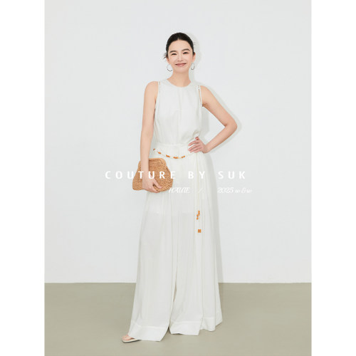 无袖背心上衣阔腿裤套装女