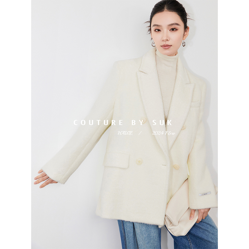 SUK 皮草即视!25年冬新款纯手工弓针苏力西装外套女