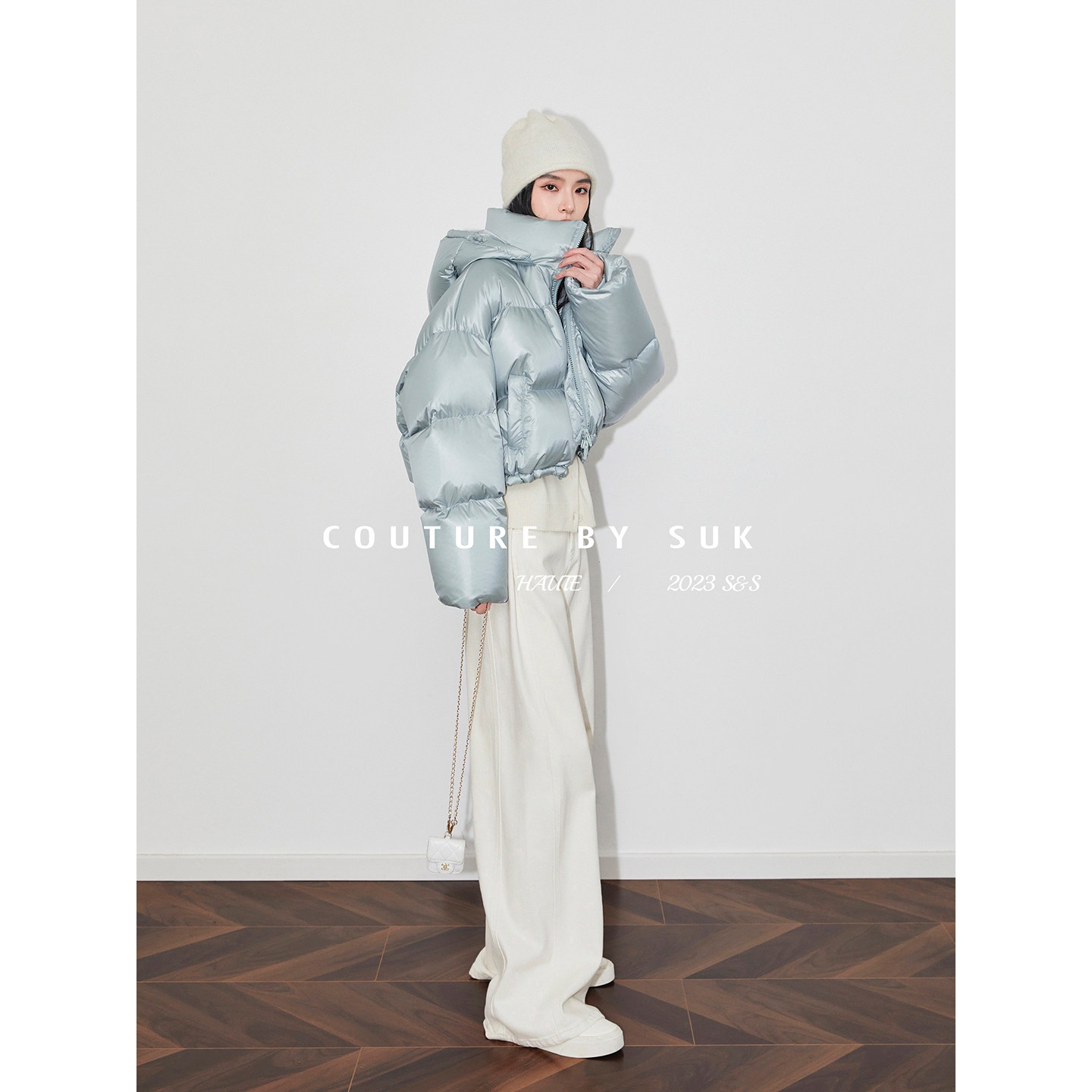 SUK 高街爱豆！秋冬新款时尚超短款连帽轻薄保暖羽绒服女90白鹅绒