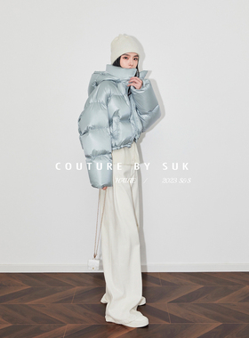 SUK 高街爱豆！秋冬新款时尚超短款连帽轻薄保暖羽绒服女90白鹅绒
