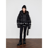 札幌初雪 2025冬季 新款 SUK 流行连帽90白鹅绒羽绒服女短款 泡芙