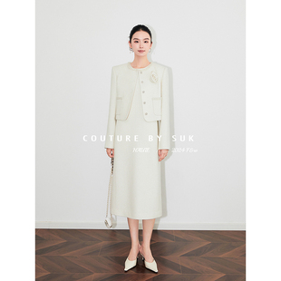 小香风背心裙两件套高级感毛呢外套套装 2025新款 女 花漾香榭 SUK