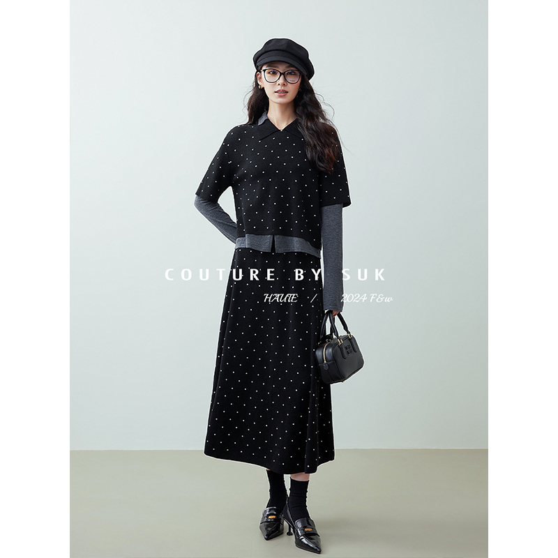 半身裙灵动雅致假两件上衣针织