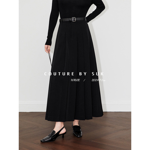 A字气质高级感半身裙 高腰遮胯显瘦百褶裙女中长款 SUK 梦幻步履
