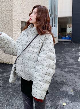 灰色好碎花羽绒外服女冬季2025新款看小个子减龄C292- 25白鸭绒面