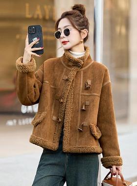 Z5375-122024 季新款女装皮毛一冬体高级感单排扣尚保暖休时闲外