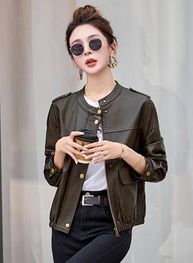 皮外衣女款机车服202短5秋新款时尚洋气高级感PU皮夹克WA2503-0小