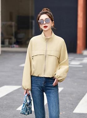 短款感衣外套女2052春新款小个子立领高级百皮搭Z88790-0夹克上衣