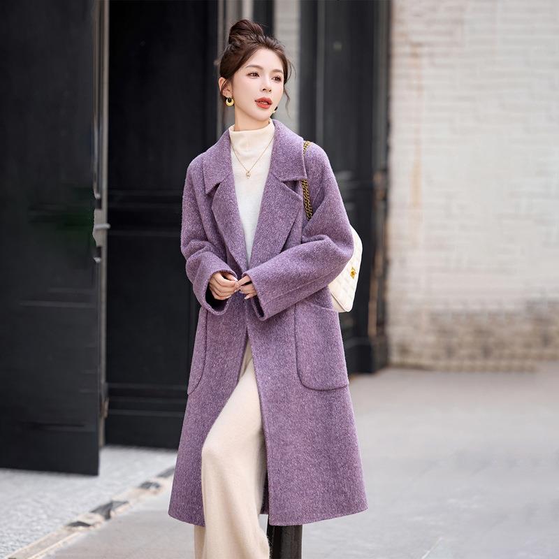羊毛长双面呢大衣款女ZYI5126J2025新款秋冬高级感气毛呢外套中呢