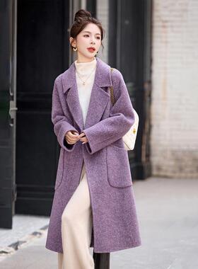 羊毛长双面呢大衣款女ZYI5126J2025新款秋冬高级感气毛呢外套中呢