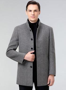 新款双面呢士派克男羊毛大衣立领短款毛6801-ZZ呢年大衣秋冬中男