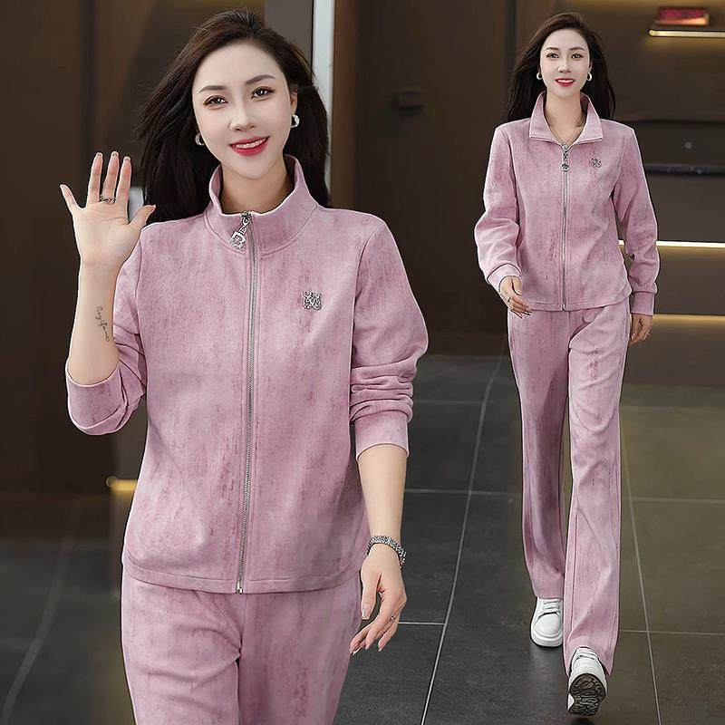 运动开套装女96610144春高感立领衫卫秋衣洋气减龄宽松显级瘦休闲