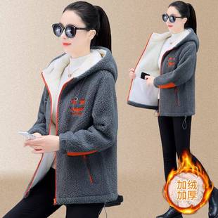 欧货棉棉连帽 厚毛卫衣小个子漂亮服时尚 羊羔2 1529外套女秋冬中款
