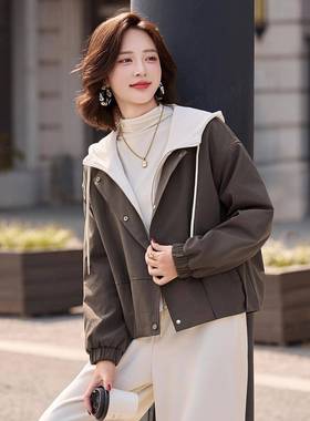 连帽派克服女02YB895125秋冬季新款5加绒加尚厚保暖时假两件外套