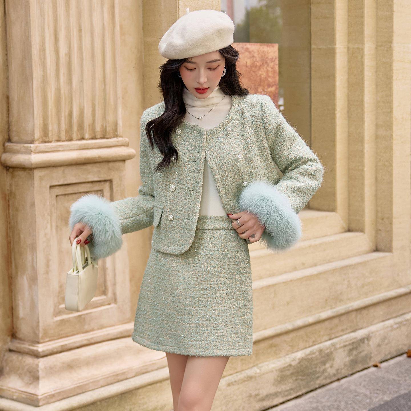 小香风0富ZYA86829家千金冬装羽绒装短2裙女冬季25新款套轻奢高级