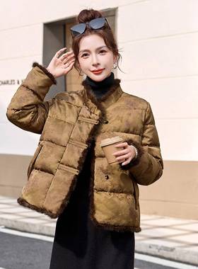 新中立羽绒服2领05冬新款减龄复2古盘扣YH99933-保暖白式鸭绒外套