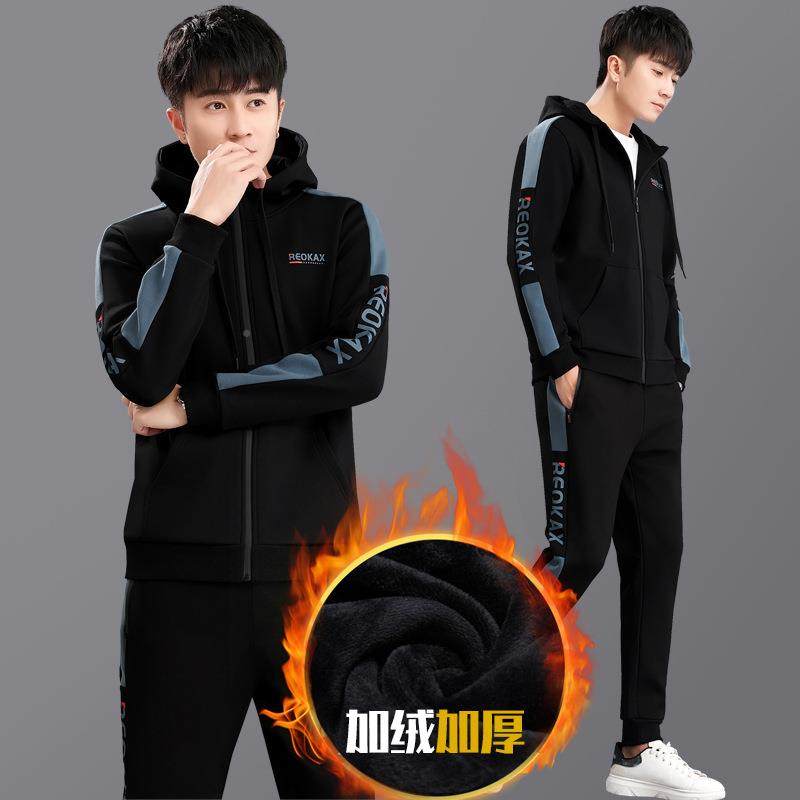 运男动套装冬季2021新款年潮65634844流休闲服青少加绒加厚卫秋衣