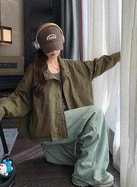 军ZZB157  绿色高级个感工衣装风外套女秋季2025系新款韩小子短款