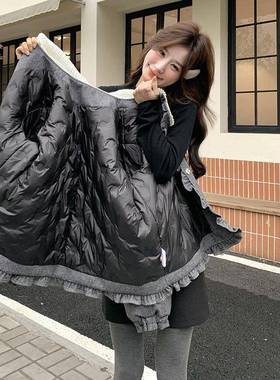 灰色超好看显加瘦娃娃领羽绒呢子外款套女冬季款小个新子C239-H39