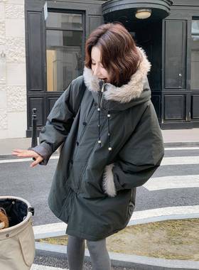 松弛感灰色毛羊羔绒接工拼装派克棉服女冬季2c332-733025新款绒加