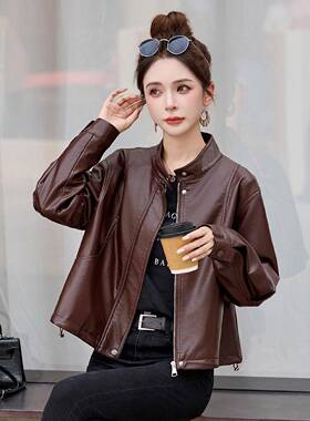 女式衣2025秋季款WA2525-0U气质时尚洋气百搭P皮上新衣夹克外套 W