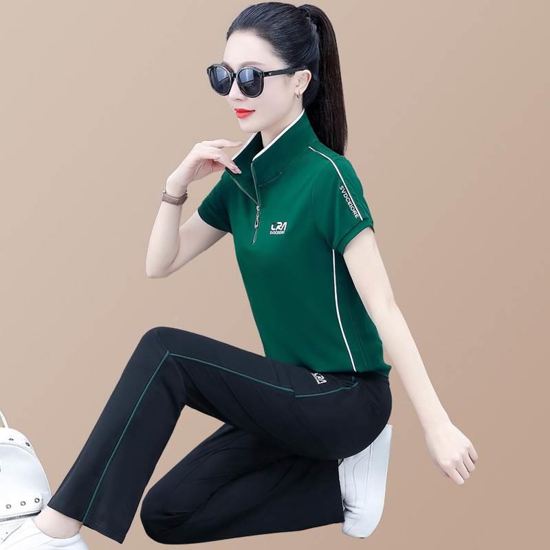 服套装女夏透装新款时运尚动气短袖户外113-3019登山休闲服整套两-封面