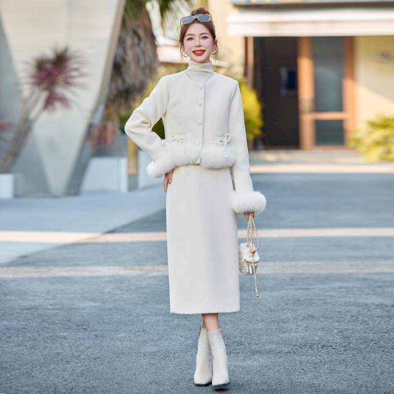 小香风绒服外套半身两件套羽女冬202名4新款高级ZYA6878J感气质裙